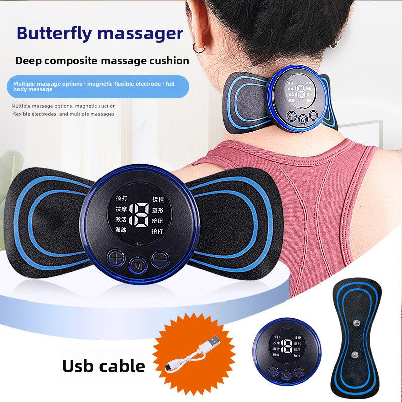Portable EMS Muscle Stimulation Massager with Gel Pads