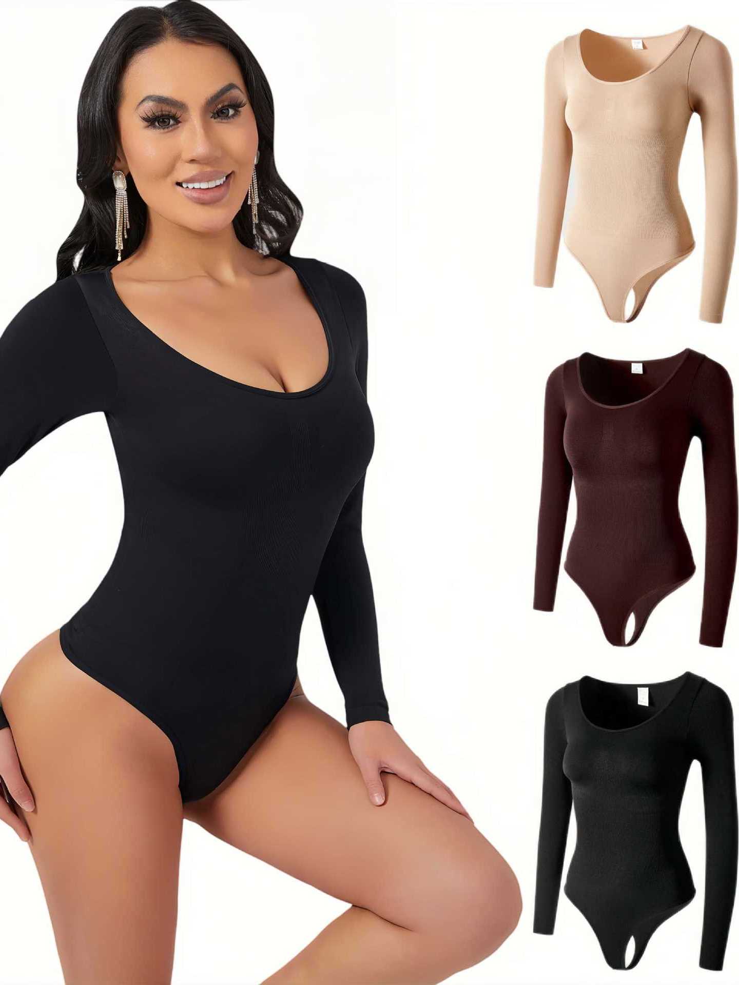 Long-sleeve shapewear bodysuit for women